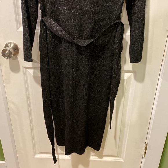 DKNY Sparkly Fitted Black Belted Midi Dress NWT - Picture 15 of 15